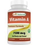 Best Naturals Vitamin A 25000 IU Softgels - Supports Healthy Vision, Immune System & Growth - 180 Count - Buy Online on GoSupps.com