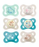 MAM Day & Night Skin Soft Silicone Pacifier Set for Boys - 0-6 Months | 6 Pacifiers + 3 Sterilized Transport Boxes - International Shipping Available - Buy Online on GoSupps.com