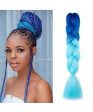 Buy Gairyan Jumbo Braids Extensions - 60cm Ombre Synthetic Braiding Hair (Sapphire & Sky Blue) - 100g for Box Crochet Braids | International Shipping Available - Buy Online on GoSupps.com