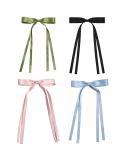 AUONY 4PCS Tassel Ribbon Hair Clips Set - Green, Black, Pink, Blue - Women and Girls Barrettes Hair Accessories - Buy Online on GoSupps.com