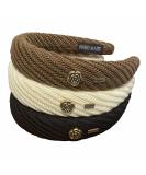 Padded Knitted Fashion Headbands for Women and Girls - Set of 3 | 30mm Wide Hairhoops Hair Accessories (Type B) - Buy Online on GoSupps.com