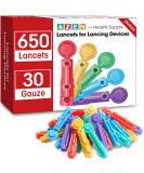 AZEN 650 Pcs Lancets for Diabetes Testing 30 Gauge Multicolored Blood Sugar Lancets Diabetic Lancets for Lancing Device C-650 - Buy Online on GoSupps.com