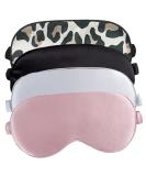 4 Pack Silk Sleep Masks | Soft Satin Eye Covers for Comfortable Sleep | Light Blocking Eye Masks for Travel & Naps | Gifts in Black Silver Pink & Leopard Print - Buy Online on GoSupps.com