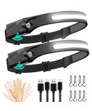 FBKK Rechargeable LED Headlamp 2 Pack | 230Wide Beam, Motion Sensor, Waterproof | Lightweight Headlight Flashlight for Camping, Hiking, Running | Outdoor for Adults and Kids - Buy Online on GoSupps.com