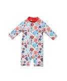 BONVERANO Baby Girls Swimsuit UPF 50+ Long-Sleeve Zipper One Piece (3-6 Months, Red/Fish) - Buy Online on GoSupps.com