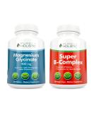 Magnesium Glycinate 400mg + Super Vitamin B Complex Bundle - 270 Tablets & 180 Capsules | Vegan | Made in USA - Buy Online on GoSupps.com