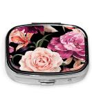 Travel Pill Cases with Mirror | Small Portable 2 Compartment Organizer | Colorful Rose Floral Tablet Holder for Purse - Buy Online on GoSupps.com