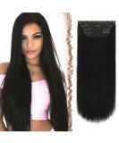 Feshfen Clip-In Extensions - 4PCS Synthetic Hair Extensions 50cm Smooth Long Black Hair for Women - Buy Online on GoSupps.com