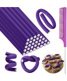 30-Piece Flexible Curling Rods Twist Foam Hair Rollers + Steel Pintail Comb Set 7x0.3 Inch (Purple) - For Women & Girls, Long & Short Hair - Buy Online on GoSupps.com