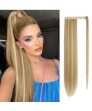 SOFEIYAN Long Straight 28 Wrap Around Ponytail Extension - Light Blonde/Platinum Blonde Mix - Clip in Hairpiece for Women - Buy Online on GoSupps.com