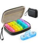 AUVON Weekly Pill Organizer - 3 Times a Day Large Pill Box with PU Leather Bag | Travel Medication Reminder for Vitamins & Supplements - A-Black - Buy Online on GoSupps.com