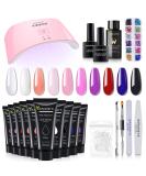 Complete Poly Gel Nail Kit - 10 Colors UV Lamp & Accessories for DIY Manicure | Perfect Gift for Beginners & Home Use - Buy Online on GoSupps.com