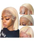 Superlook Blonde Bob Wig Human Hair 613 Lace Front 10 13X4 HD Transparent Pre Plucked 180% Density Short Wig for Women - Buy Online on GoSupps.com