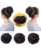 Silk-co Jet Black Curly Hair Bun Scrunchie | Synthetic Hair Extension Chignon | 35g - Buy Online on GoSupps.com