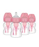 Dr. Brown's Options+ Wide-Neck Pink Print Bottles 5oz - 4 Pack - Natural Flow Technology - Buy Online on GoSupps.com
