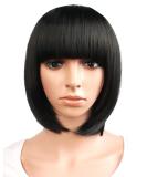 Shop MapofBeauty Natural Short Straight Wigs with Smooth Bangs - Black & Black-Brown for Ladies | International Shipping Available - Buy Online on GoSupps.com