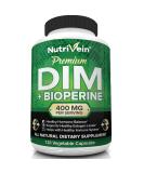 Nutrivein DIM Supplement 400mg with Bioperine - Hormone Balance for Menopause & Middle Age - Acne & PCOS Support for Men & Women - Buy Online on GoSupps.com