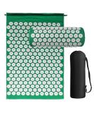 Generise Acupressure Mat and Pillow Set for Men & Women - Pain Relief for Back, Neck, and Muscles - Includes Travel Bag - Green with White Spikes - Buy Online on GoSupps.com