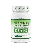 Buy Vitamin D3 + K2 Depot - 180 Tablets | Premium 99.7% All-Trans K2Vital | 5000 I.E. Per Tablet | High Dose & Laboratory Tested - Buy Online on GoSupps.com