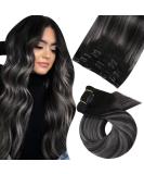 Shop Moresoo Clip-In Hair Extensions - Balayage Black Remy Real Hair Ombre 80g 25cm - Thick & Stylish 5pcs - Buy Online on GoSupps.com
