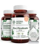Natural Nutra Zinc Picolinate 30mg Double Strength Supplement for Growth, Immune & Thyroid Support - 100 Capsules - Buy Online on GoSupps.com