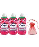 Comfort Creations Fabric Conditioner 30washes 900ml with Stay Fresh Technology Strawberry & Lily Scent 3Pk + Our Gift for You: Organza Small Bag Size: 9x7x0.1cm - Buy Online on GoSupps.com