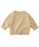 KISLOVE Ribbed Knit Sweater for Toddler Boys & Girls | Winter Chunky Pullover in Beige | Long Sleeve Knitwear Top | Soft Unisex Baby Clothes - Buy Online on GoSupps.com