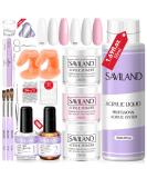 Saviland Acrylic Nail Kit for Beginners - 3 Colors Powder & Liquid Set with Nail Brush & Tools - DIY Nail Extension & Manicure Gift - 02 with Practice Fingers - Buy Online on GoSupps.com