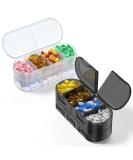 Weekly Pill Organizer - Double-Sided Portable Pill Box for Medications & Vitamins - 2PC (White/Black - Buy Online on GoSupps.com
