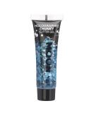 Holographic Chunky Face & Body Glitter Gel by Moon Glitter - Blue - Cosmetic Festival Glitter Face Paint for Face Body Hair Nails - 12ml - Buy Online on GoSupps.com