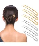 Lusofie 6Pcs Metal U Shaped Hair Pins - Retro French Hair Sticks for Women - Updo Chignon Hairstyle Accessories in Gold Silver - Buy Online on GoSupps.com