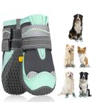 Slowton Dog Shoes - Waterproof Non-Slip Boots for Small & Medium Dogs | Reflective Velcro Fasteners | Size 3 Green Paw Protection - Buy Online on GoSupps.com