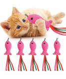 5Pcs Catnip Toy Set - Interactive Pink Fish & Feather Teaser for Kittens | Catnip Filled Plush Toys for Teething Chew Cat Wand Accessories - Buy Online on GoSupps.com