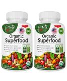 Organic Superfood Greens Fruits Veggies Complex - 120 Count Pack - Antioxidant-Rich Dietary Supplement with 14 Greens, 14 Fruits & Vegetables, Alfalfa - Non-GMO, Organic Ingredients - Buy Online on GoSupps.com