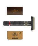 VIKINGS BLADE Adjustable Double Edge Safety Razor - The Emperor MEIJI | Solid Brass | Short & Fat Handle | Butterfly Twist-To-Open | Eco Friendly | Luxury Case - Smooth, Close, Clean Shaving - Buy Online on GoSupps.com
