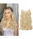 Feshfen Invisible Hair Extensions - Adjustable Ash Blonde Curly 45cm Wire Hairpieces for Women - Buy Online on GoSupps.com