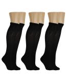 American Made Black Diabetic Knee High Socks 3 Pack - Full Cushioned Sole - Men/Women 13-15 - Buy Online on GoSupps.com