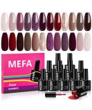 MEFA Gel Nail Polish Set - 12 Colors Including Burgundy Red Champagne Gold Glitter & Dark Purple - Perfect DIY Manicure Gift for Women & Girls - Buy Online on GoSupps.com