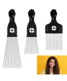 QINREN 3 Pieces Afro Comb Metal 3 Styles Different Lengths Afro Pick Comb Hair Styling Comb for Men Women Detangling Black - Buy Online on GoSupps.com