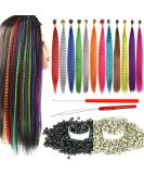 YUDAOHAIR Synthetic Feather Hair Extensions for Women 16 Inch Hairpieces With100pcs Silicone Micro link Beads And 2 Crochet Hooks Hair Feathers with Tools Kit (16''  12 feather mix colors) 16'' 12 feather mix colors - Buy Online on GoSupps.com