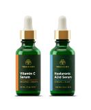 Tree of Life Vitamin C & Hyaluronic Acid Facial Serum Duo - Brightening & Hydrating Skincare, 2 x 1 Fl Oz - Buy Online on GoSupps.com