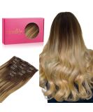 Buy WhenALIFE Real Hair Clip-in Extensions 35cm 14 120g - Balayage Chocolate Brown to Dirty Blonde - 7Pcs Remy Hair - Buy Online on GoSupps.com