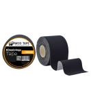 WOD ST-CKT Strong Kinesiology Tape - Black Uncut (2 Pack) | Water Resistant Hypoallergenic Sports Tape for Muscle & Joint Support - Buy Online on GoSupps.com