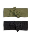 Kitsch Cotton Headband Set - Eco-Friendly Adjustable Tie Headbands for Women | Bow Hair Band & Cotton Head Band | Stylish Head Band Tie for Girls | 2pc Set (Moss) - Buy Online on GoSupps.com