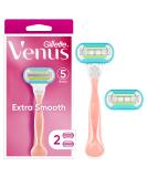 Gillette Venus Extra Smooth Pink Women's Razor Handle + 2 Refills - Pink - Buy Online on GoSupps.com