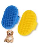 Heyu-Lotus Dog Bath Brush 2 Pcs Pet Bath Brush with Adjustable Ring Handle Soothing Massage Rubber Comb for Long Short Haired Dogs and Cats (Blue and Yellow) - Buy Online on GoSupps.com