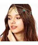 Aneneicera Boho Layered Turquoise Head Chain | Gold Teardrop Hair Accessories for Women & Girls - Perfect for Festivals Proms & Weddings - Buy Online on GoSupps.com