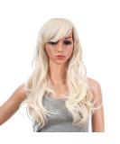 SWACC 26-Inch Long Curly Wave Synthetic Wig - Platinum Blonde + Wig Cap for Women | Cosplay Hair Piece - Buy Online on GoSupps.com
