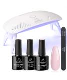 Beetles Nude Pink Gel Nail Polish Kit with UV LED Light - Starter Kit for DIY Home Manicure | Soak Off Pink Gel Polish Set with Nail Lamp and Nail File - Halloween Nails Gift for Women - Buy Online on GoSupps.com