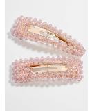 Pink Crystal Facet Pearl Hair Clip - Rhinestone Hairpin Barrette for Women - Fashion Wedding Accessories - Great Gift for Her - Buy Online on GoSupps.com